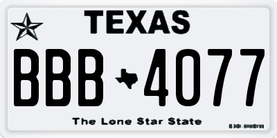 TX license plate BBB4077