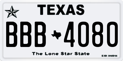 TX license plate BBB4080
