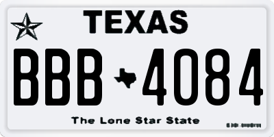 TX license plate BBB4084