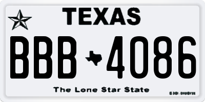 TX license plate BBB4086