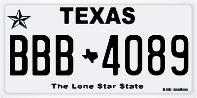 TX license plate BBB4089