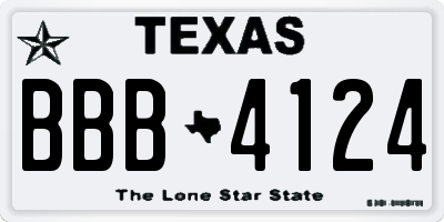 TX license plate BBB4124