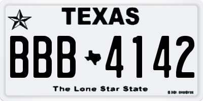 TX license plate BBB4142