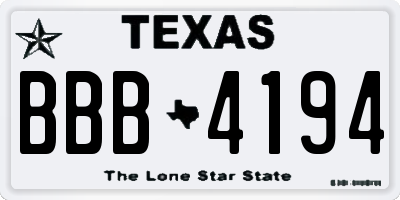 TX license plate BBB4194