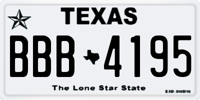 TX license plate BBB4195