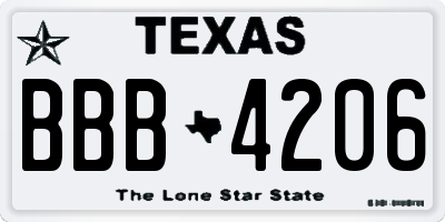 TX license plate BBB4206