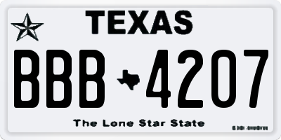 TX license plate BBB4207