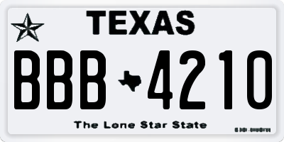 TX license plate BBB4210
