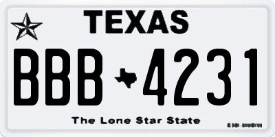 TX license plate BBB4231