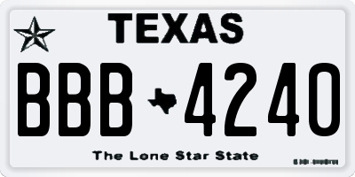 TX license plate BBB4240