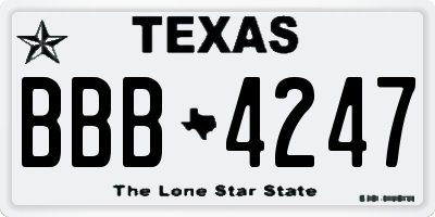 TX license plate BBB4247