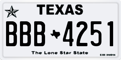 TX license plate BBB4251