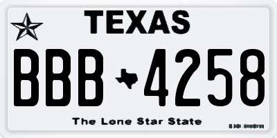 TX license plate BBB4258