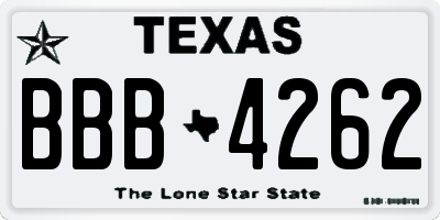 TX license plate BBB4262