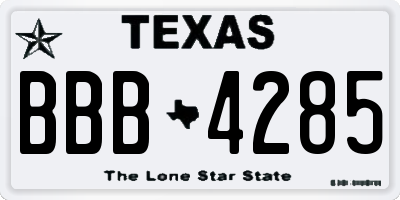 TX license plate BBB4285