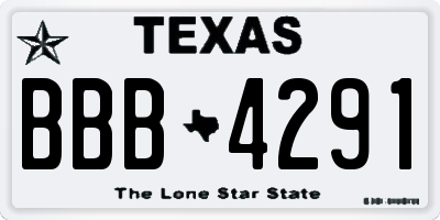 TX license plate BBB4291