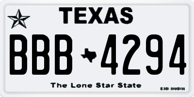 TX license plate BBB4294