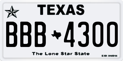 TX license plate BBB4300