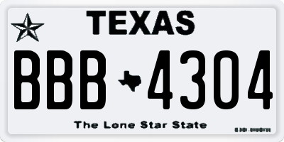 TX license plate BBB4304