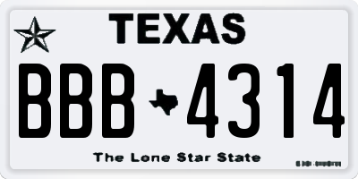 TX license plate BBB4314