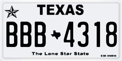 TX license plate BBB4318