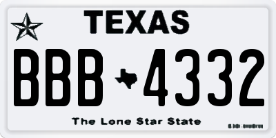 TX license plate BBB4332