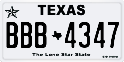 TX license plate BBB4347
