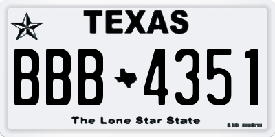 TX license plate BBB4351