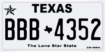 TX license plate BBB4352