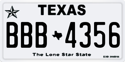 TX license plate BBB4356