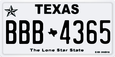 TX license plate BBB4365