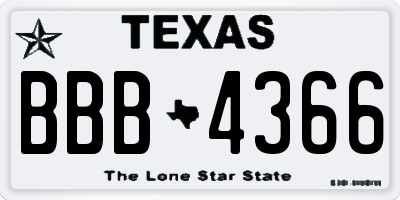TX license plate BBB4366