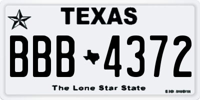 TX license plate BBB4372