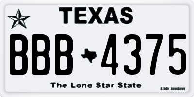 TX license plate BBB4375