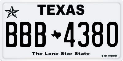 TX license plate BBB4380