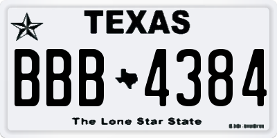 TX license plate BBB4384