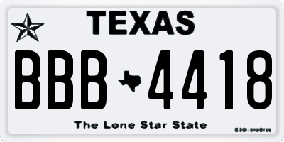 TX license plate BBB4418