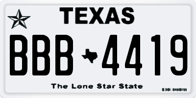 TX license plate BBB4419