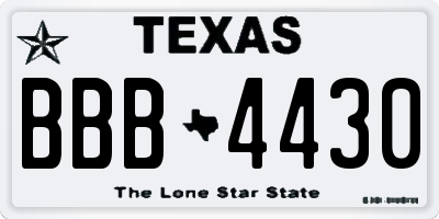 TX license plate BBB4430