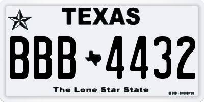 TX license plate BBB4432