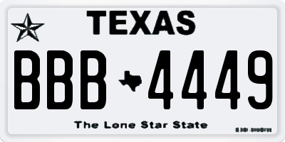 TX license plate BBB4449