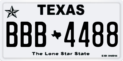 TX license plate BBB4488