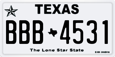 TX license plate BBB4531