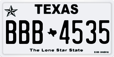TX license plate BBB4535