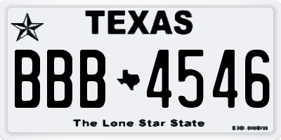 TX license plate BBB4546
