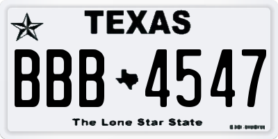 TX license plate BBB4547