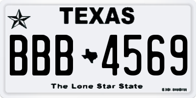 TX license plate BBB4569