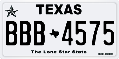 TX license plate BBB4575