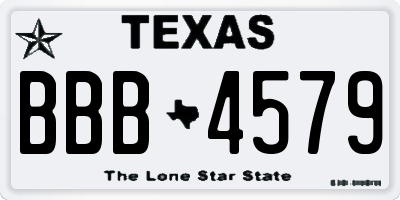 TX license plate BBB4579
