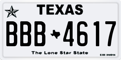 TX license plate BBB4617